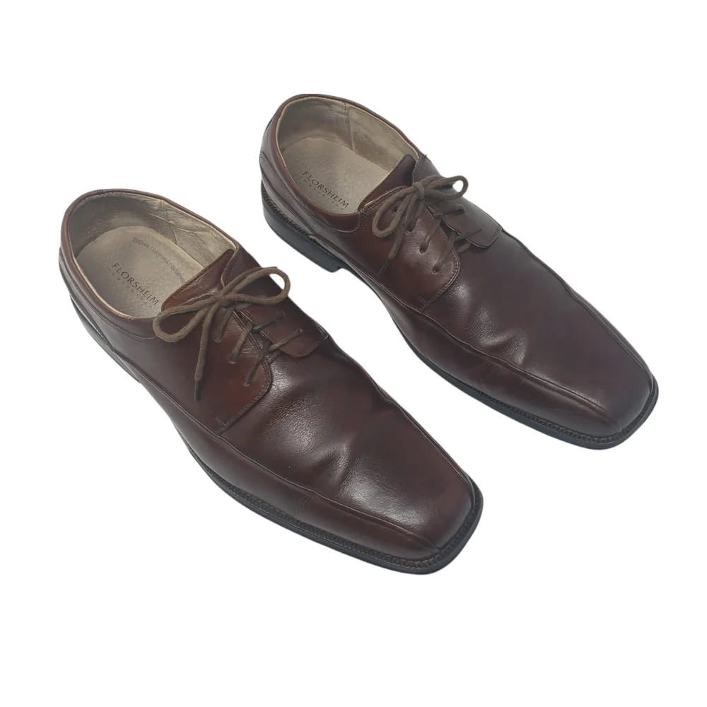 Florsheim Brown Leather Oxfords Size 12 D Lace‎ Up Square Toe
